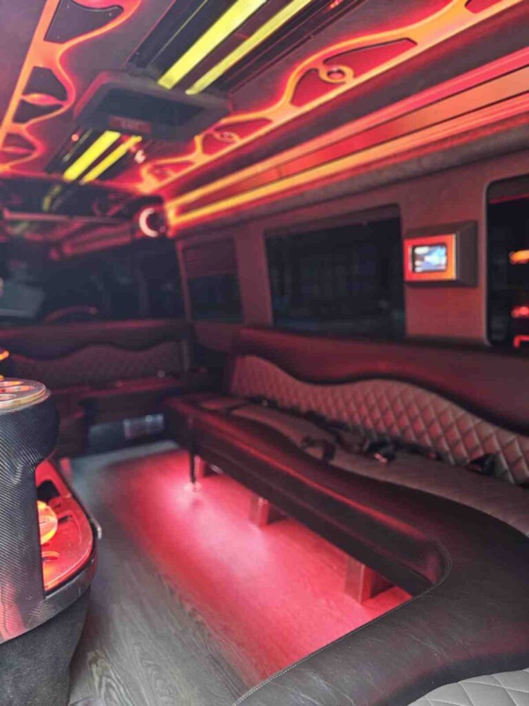 Mercedes Sprinter party limo with LED mood lighting in New York